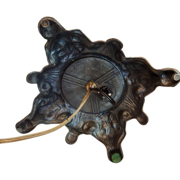 Vintage 3 way Table Lamp Floral Hand-Painted Glass Shade & Metal Base Electric D - Picture 15 of 16